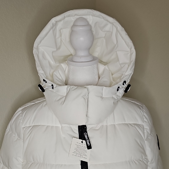 Calvin Klein White Puffer Coat Jacket with Hood - Picture 3 of 16